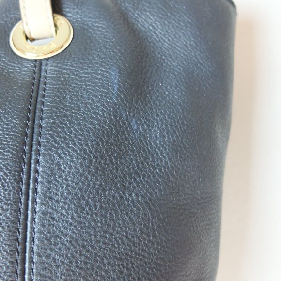 Michael Kors Black Leather Gold Tone Hardware Double Handle Tote Bag - Picture 12 of 14